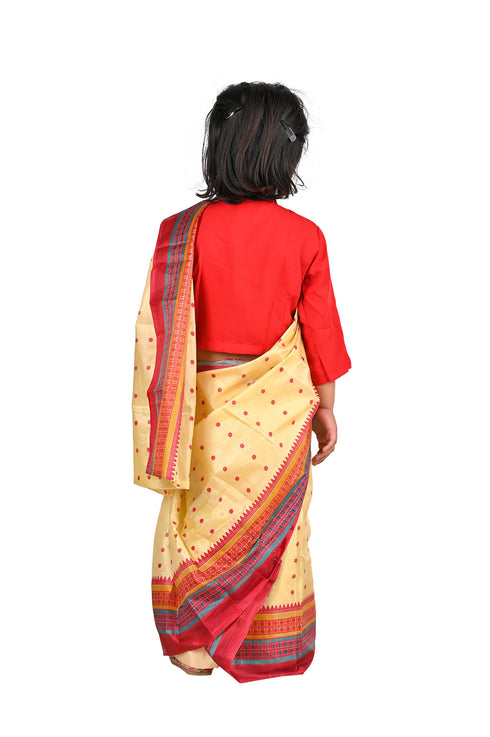 BookMyCostume Bihu Dance Saree Assamese Indian State For Girls Fancy Dress Costume for Girls